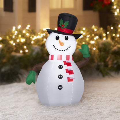 New Christmas Airblown Inflatables Yard Decoration Snowman with Top Hat, 3.5 Ft