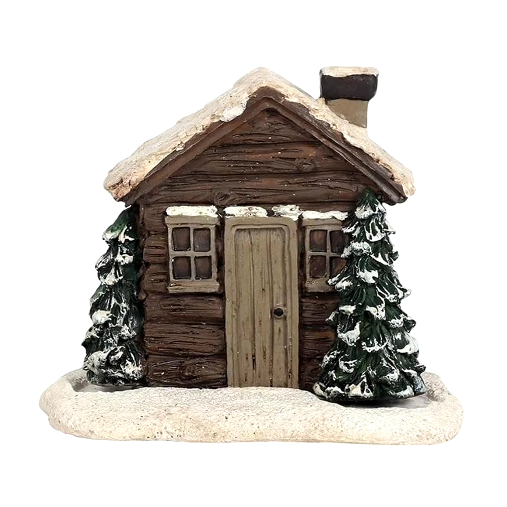 Resin Christmas Village House Winter Log Cabin Incense Burner Rustic Christmas Chimney Hut Incense Cones Room Decor